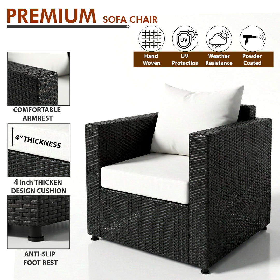 Calmo Outdoor Sofa Set 2 Seater , 2 Single seater and 1 Center Table Set (Black)