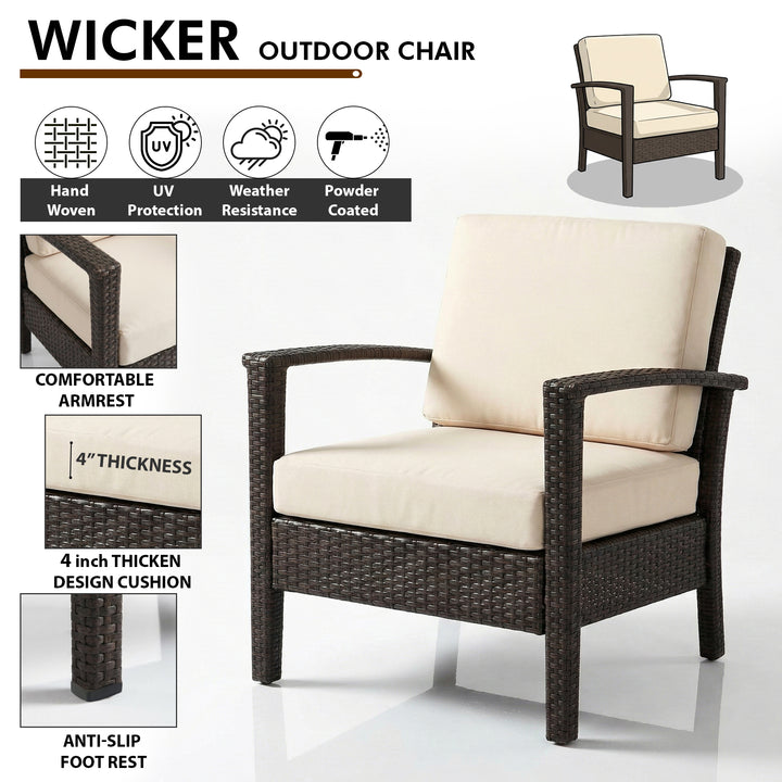 Maisa Outdoor Sofa Set 2 Seater , 2 Single seater and 1 Center Table Set (Brown)