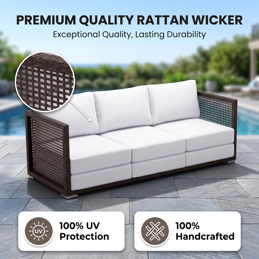 Coco Outdoor Sofa Set 3 Seater , 2 Single seater and 1 Center Table (Brown)