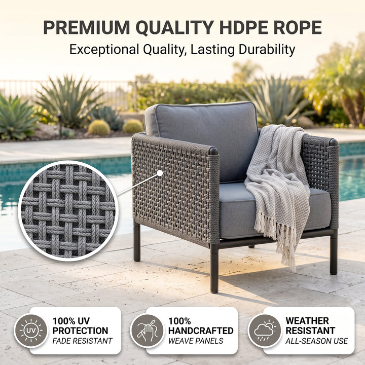 Alp Outdoor Sofa Set 2 Single seater (Grey) Braided & Rope