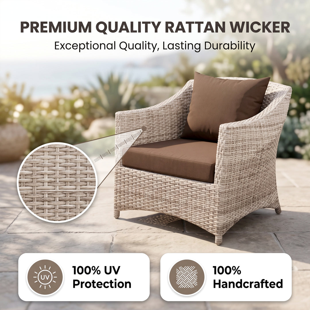Gerardo Outdoor Sofa Set 2 Seater, 2 Single seater , 1 Center table (Seashell)