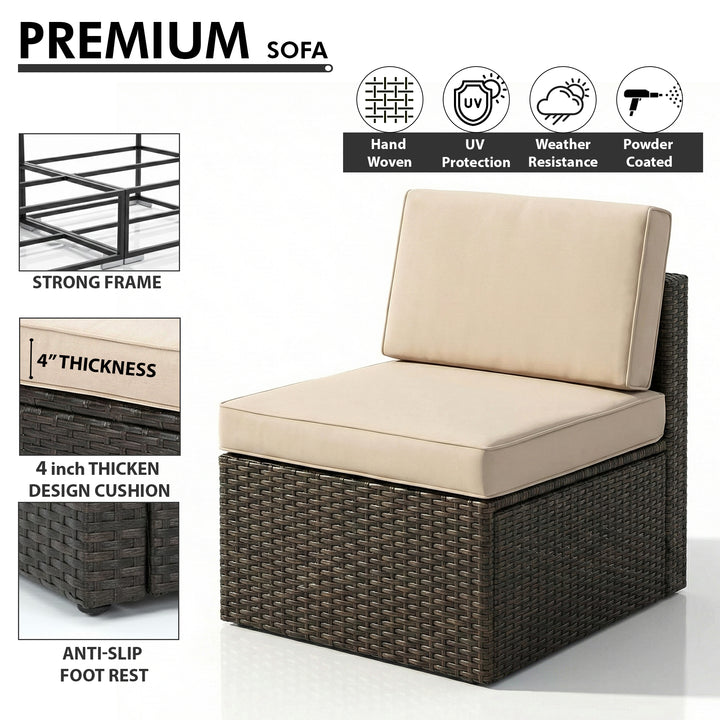 Carni Outdoor Patio Sofa Set 6 seater and 1 Center Table (Brown)