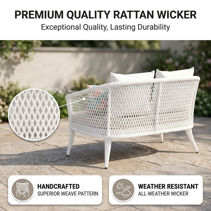 Milok Outdoor Sofa Set 2 Seater, 2 Single seater and 1 Center Table (White)