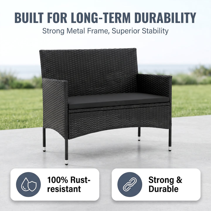 Rino Outdoor 2 seater Sofa (Black)
