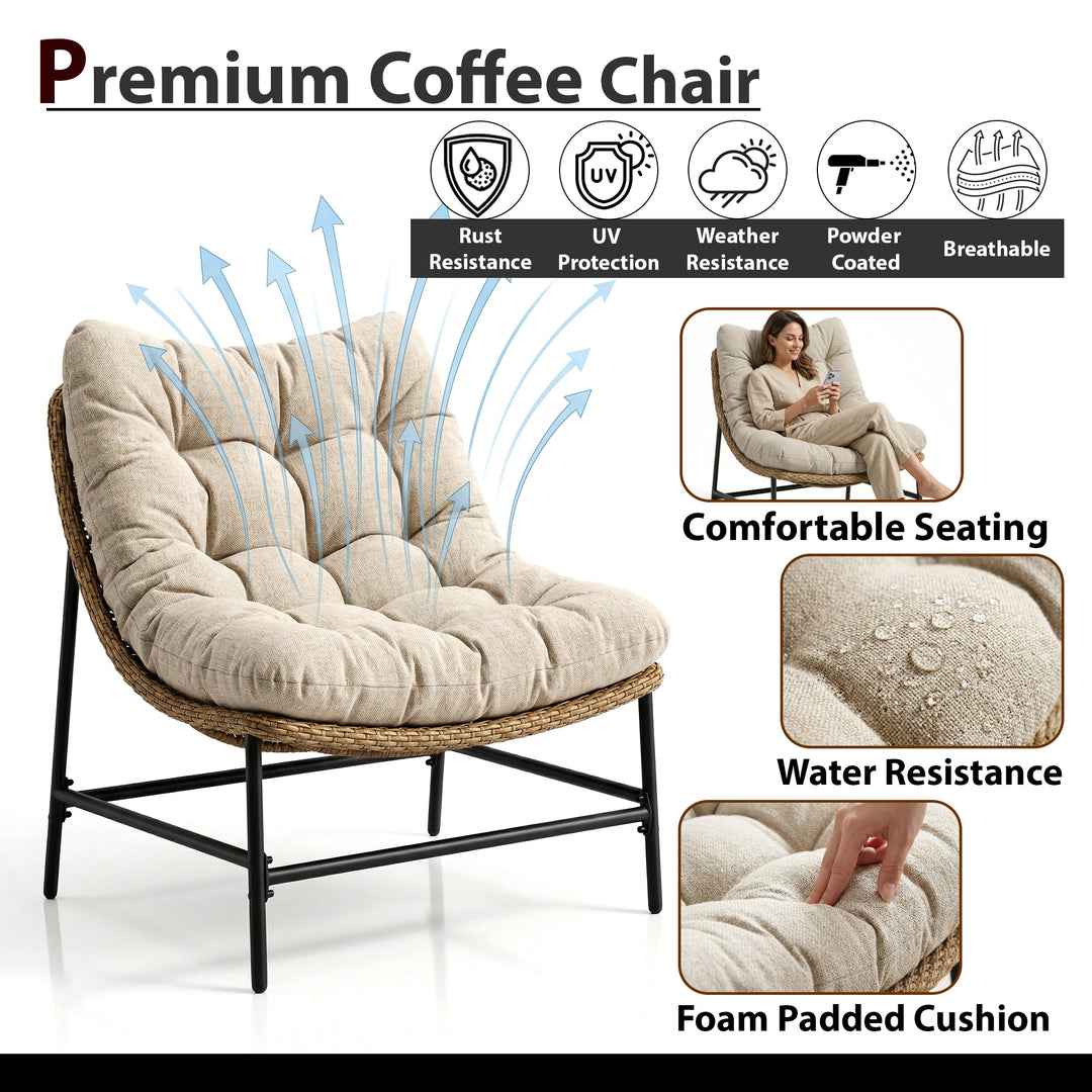 Keris Outdoor Patio Seating Set 2 Chairs and 1 table Set (Tan)