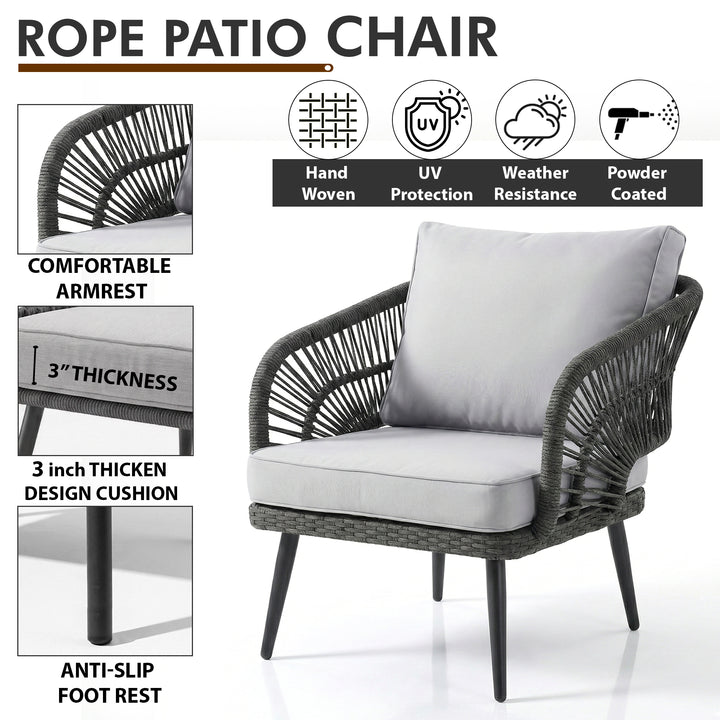 Alpa Outdoor Garden Balcony Sofa Set 2 Seater , 2 Single Seater 1 Center Table Set Braided and Rope