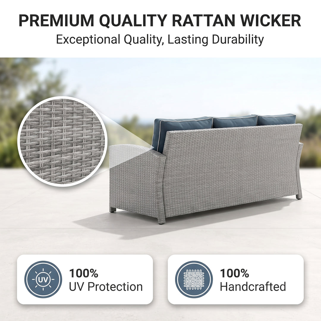 Krane Outdoor Garden Balcony Sofa Set 3 Seater, 2 Single seater, 1 Side table and 1 Center Table Conversation Set (Grey)