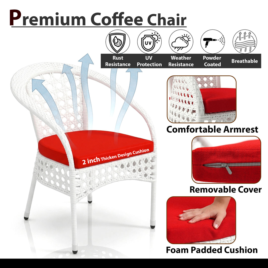 Koiki Outdoor Patio Seating Set 4 Chairs and 1 Table Set (White)