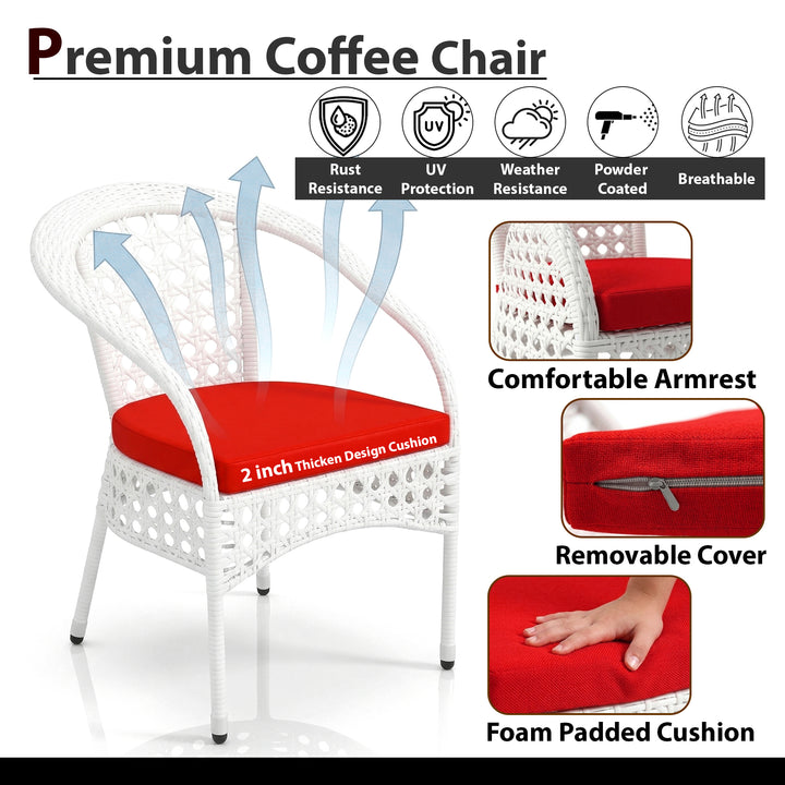 Koiki Outdoor Patio Seating Set 4 Chairs and 1 Table Set (White)