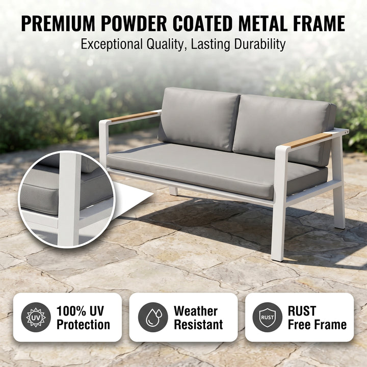 Marino Outdoor Sofa Set 2 Seater , 2 Single seater and 1 Center Table (White)