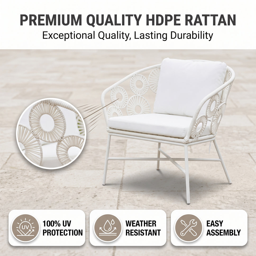 Alban Outdoor Garden Balcony Single Seater Sofa (White)