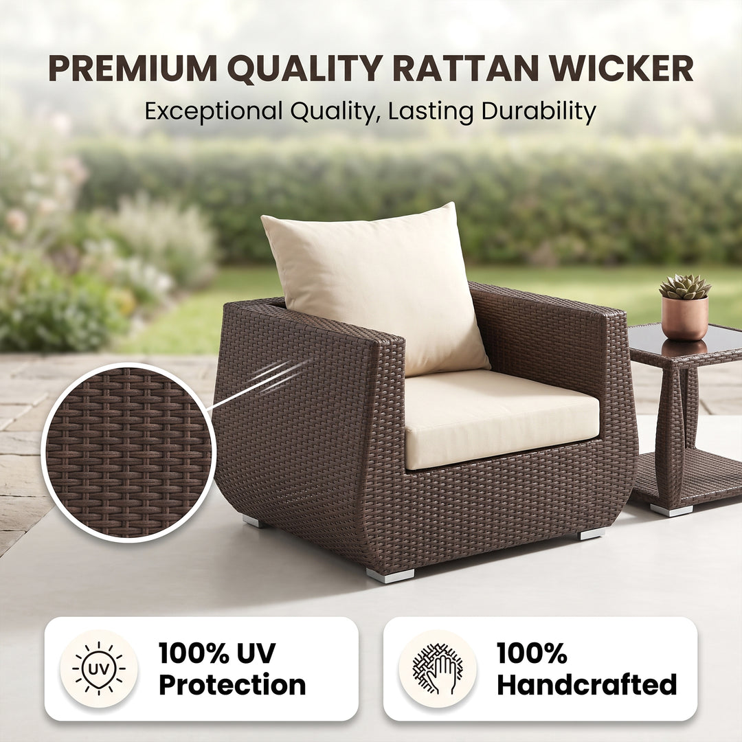Gabriella Outdoor Sofa Set 2 Seater , 2 Single seater , 2 Side table and 1 Center Table (Brown)