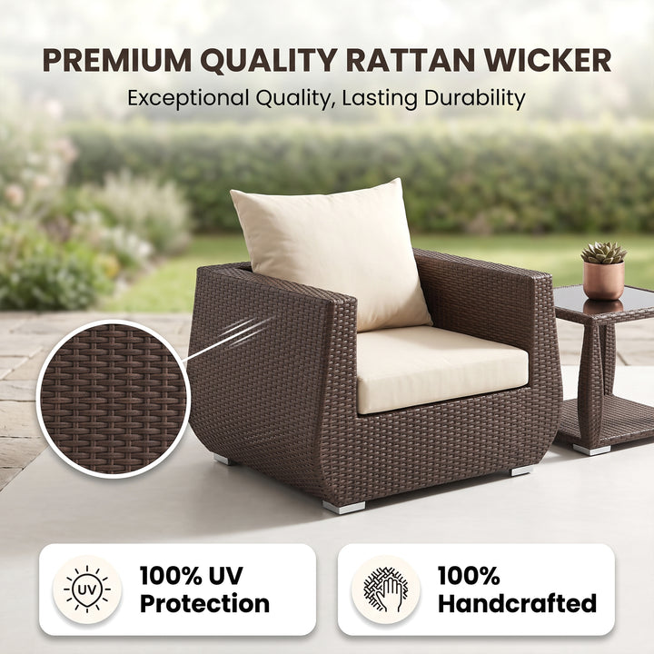 Gabriella Outdoor Sofa Set 2 Seater , 2 Single seater , 2 Side table and 1 Center Table (Brown)