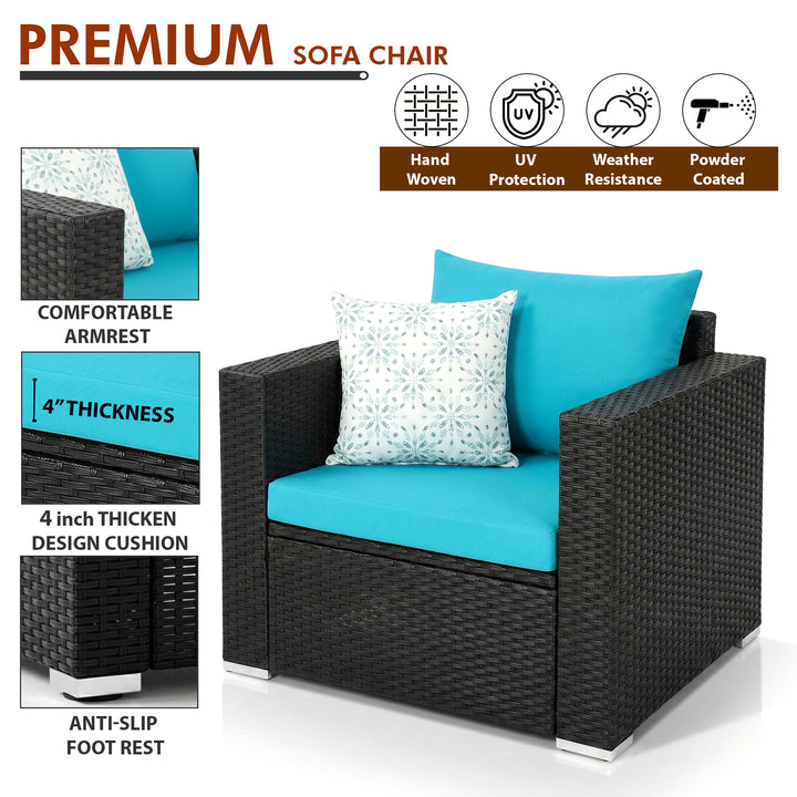Carcamo Outdoor Sofa Set 2 Seater, 2 Single seater and 1 Center Table (Blue)