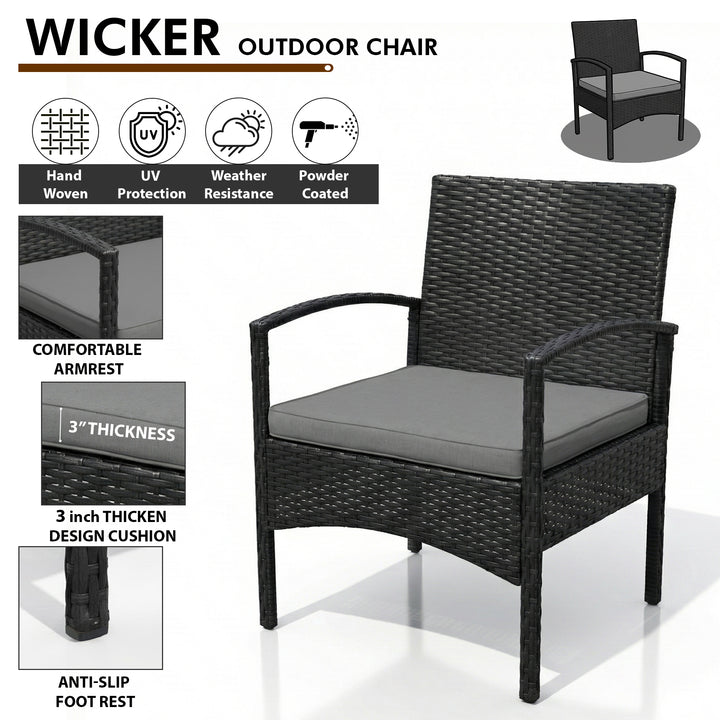 Gaetano Outdoor Sofa Set 2 Seater , 2 Single seater and 1 Center Table (Black)