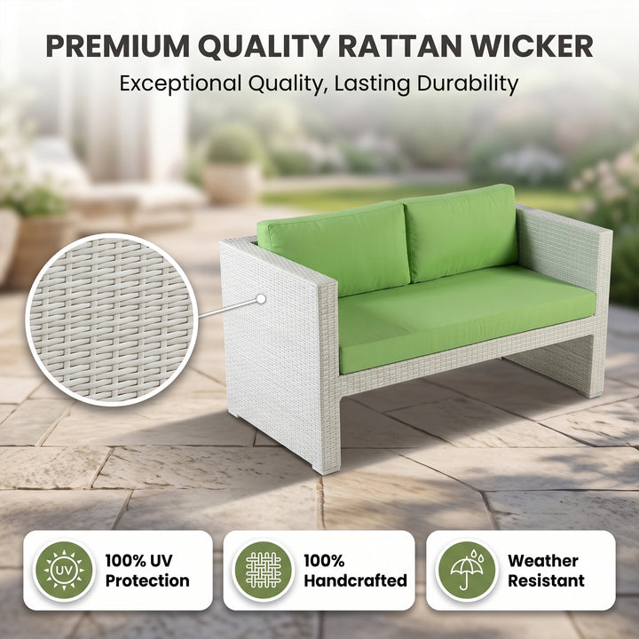 Gucci Outdoor Garden Balcony Sofa Set 2 Seater , 2 Single seater and 1 Center Table Set (White)