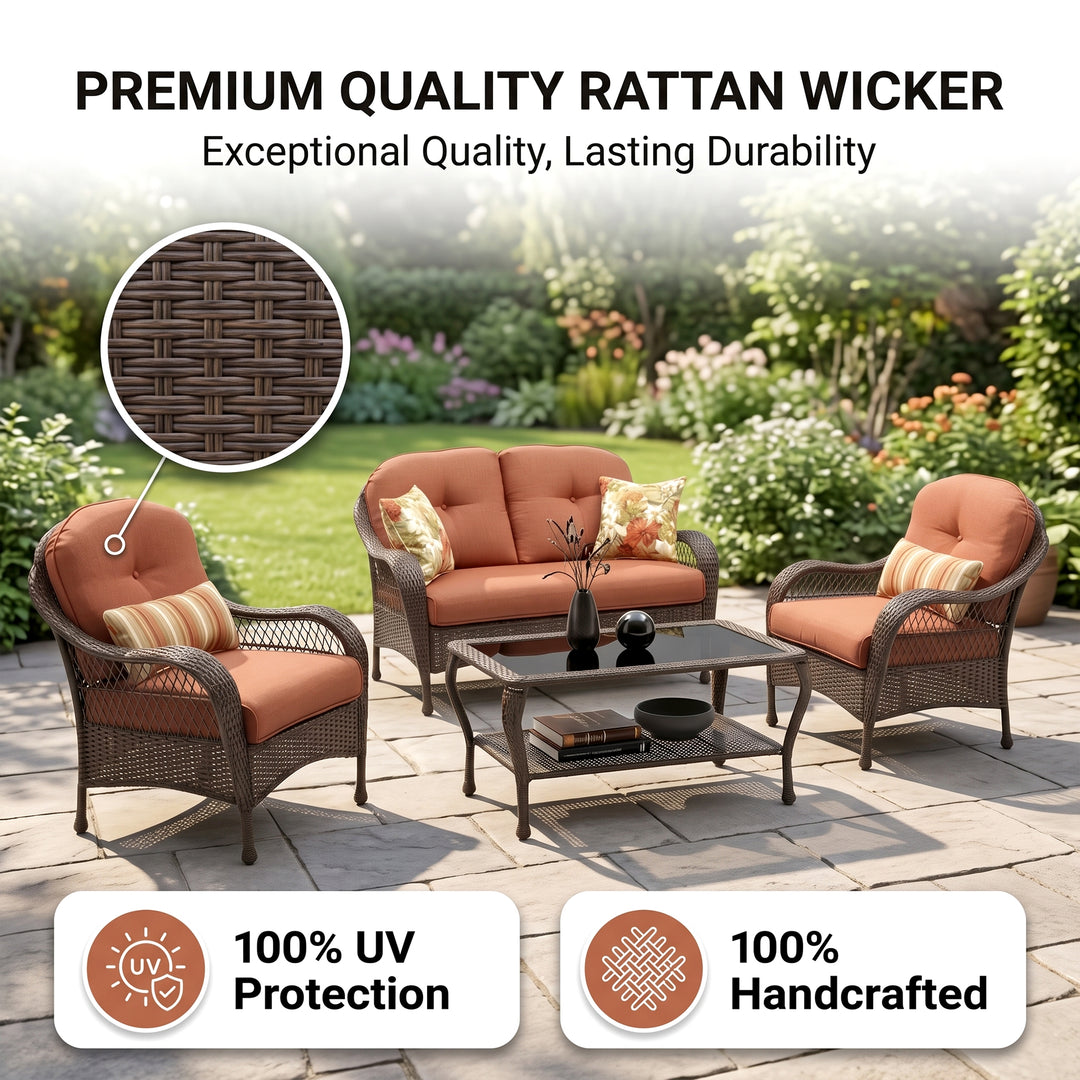 Dona Outdoor Sofa Set 2 Seater, 2 Single seater and 1 Center Table (Dark Brown)