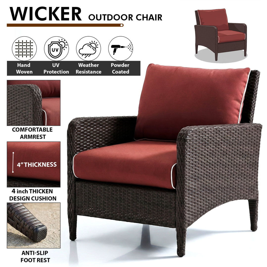 Propria Outdoor Sofa Set  2 Single seater with 2 ottoman  (Brown)