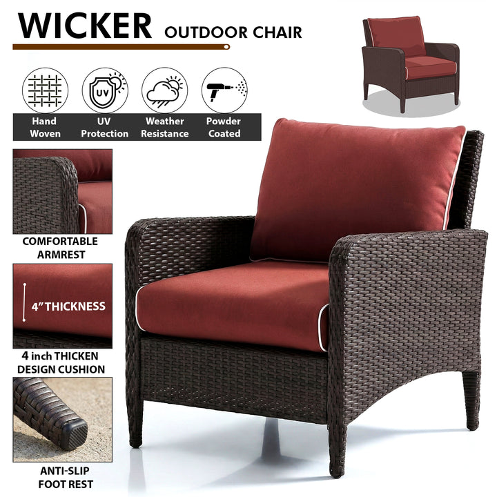 Propria Outdoor Sofa Set  2 Single seater with 2 ottoman  (Brown)