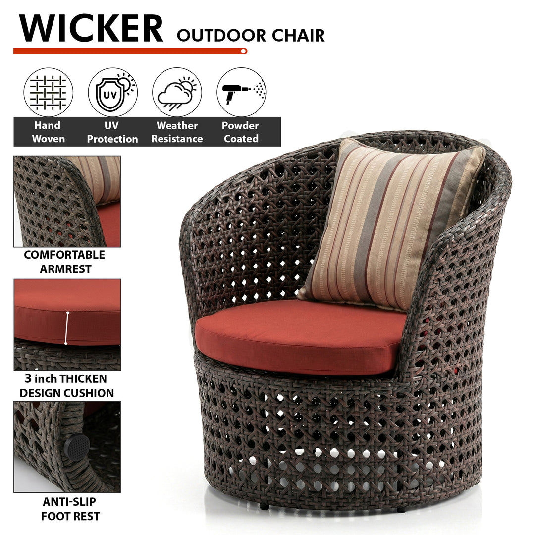 Sinato Outdoor Sofa Set  2 Single seater with 2 ottoman and 1 Center Table (Brown)