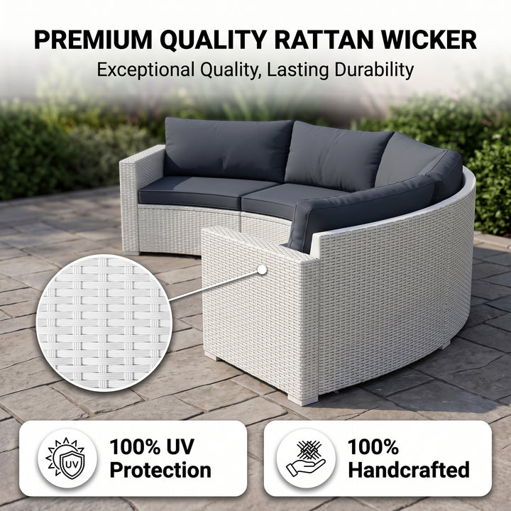 Leone  Outdoor Sofa Set 7 Seater and  2 Tables (White + Grey)