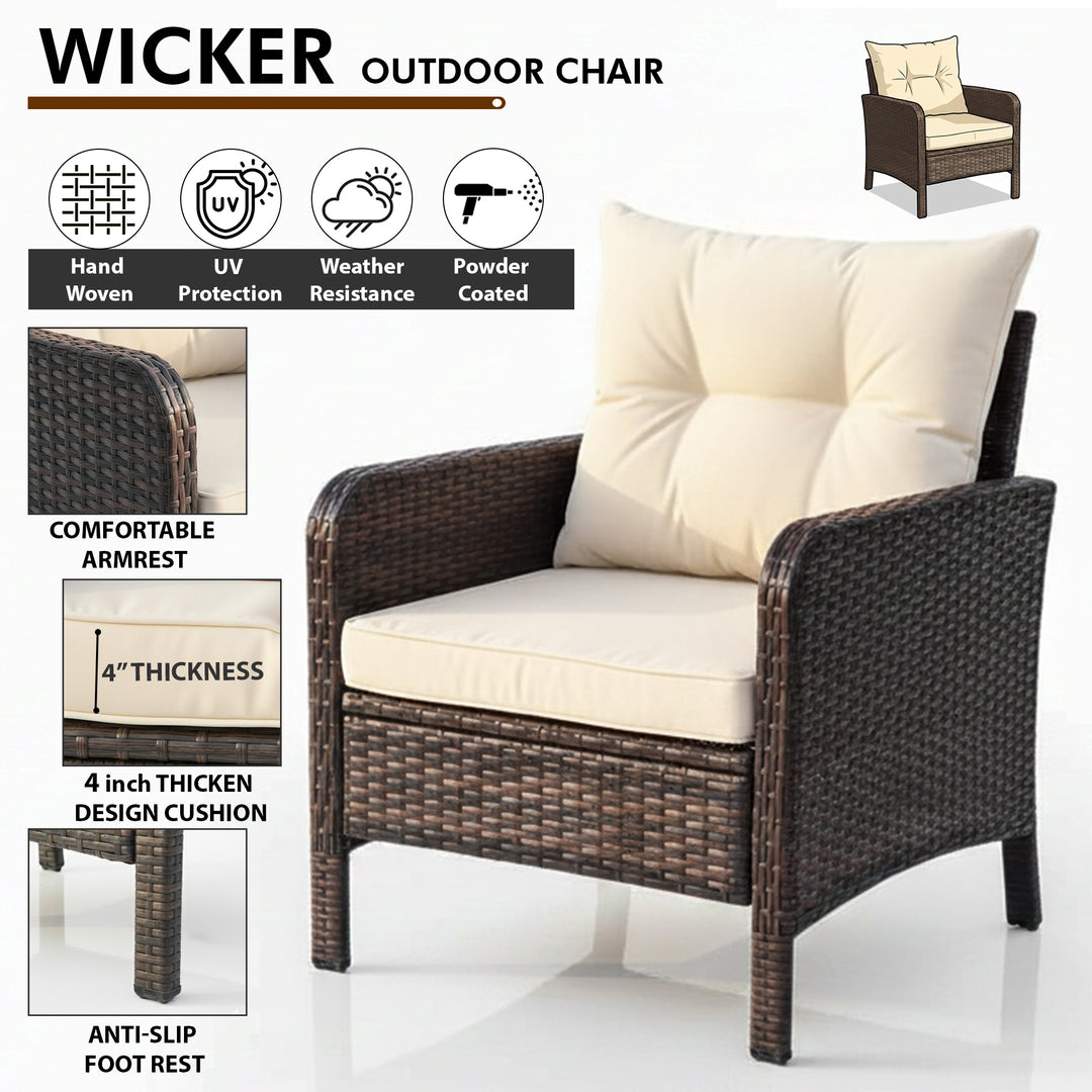 Masami Outdoor Sofa Set  2 Single seater with 2 ottoman and 1 Center Table (Black)