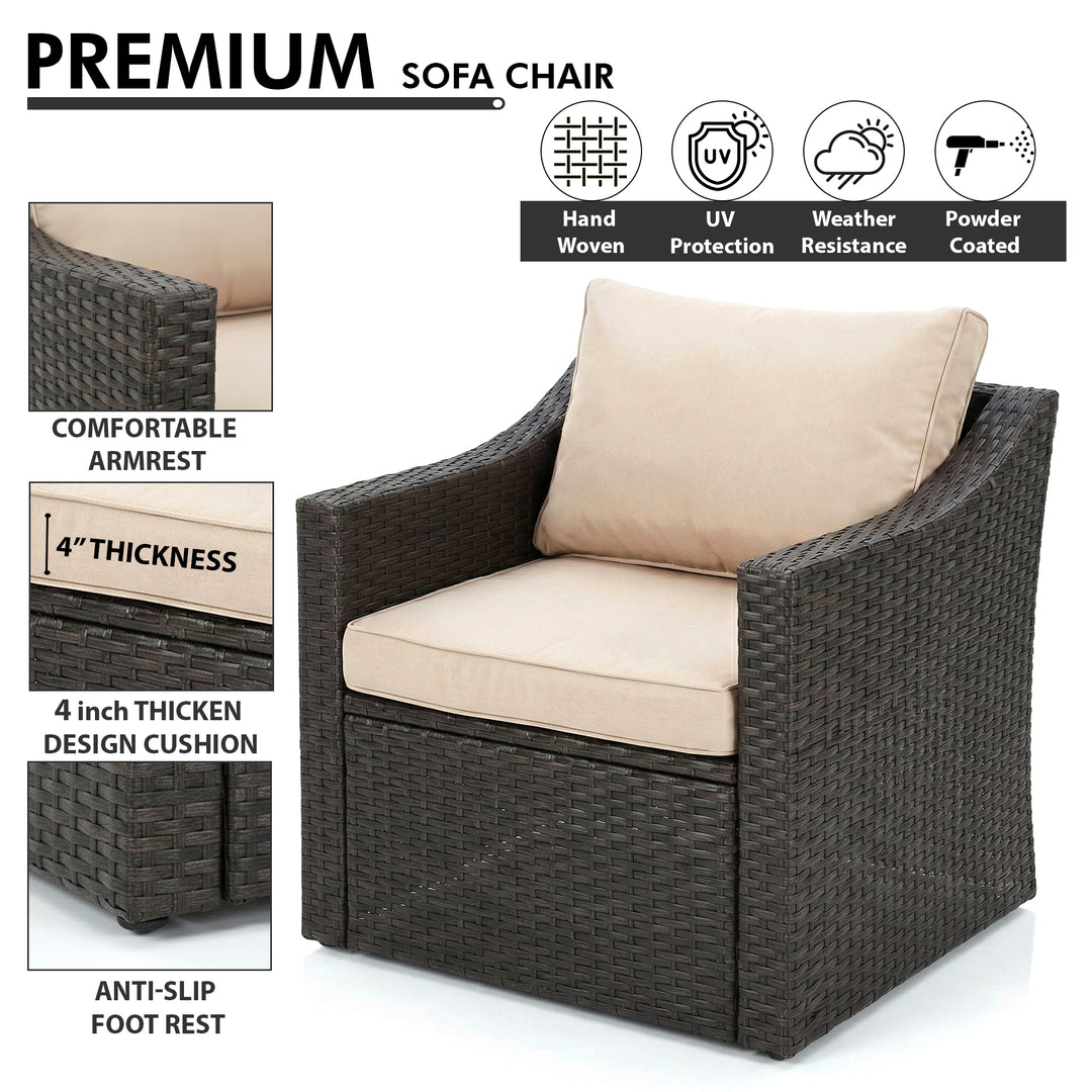 GRAVITO Outdoor Sofa Set 2 Seater, 2 Single seater and 1 Center Table (Brown)