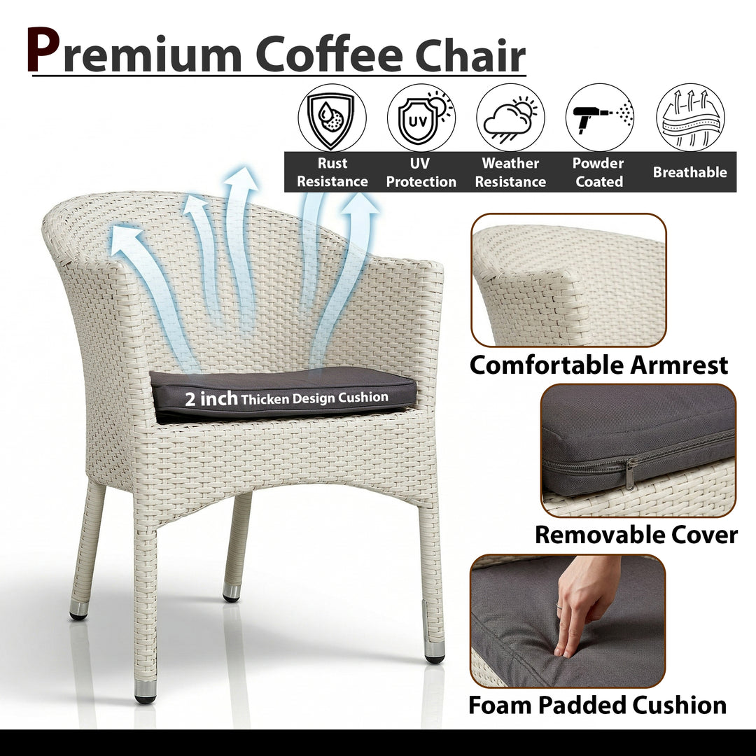 Perlita Outdoor Patio Seating Set 2 Chairs and 1 Table Set