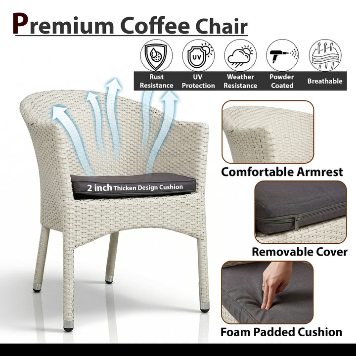 Perlita Outdoor Patio Seating Set 2 Chairs and 1 Table Set