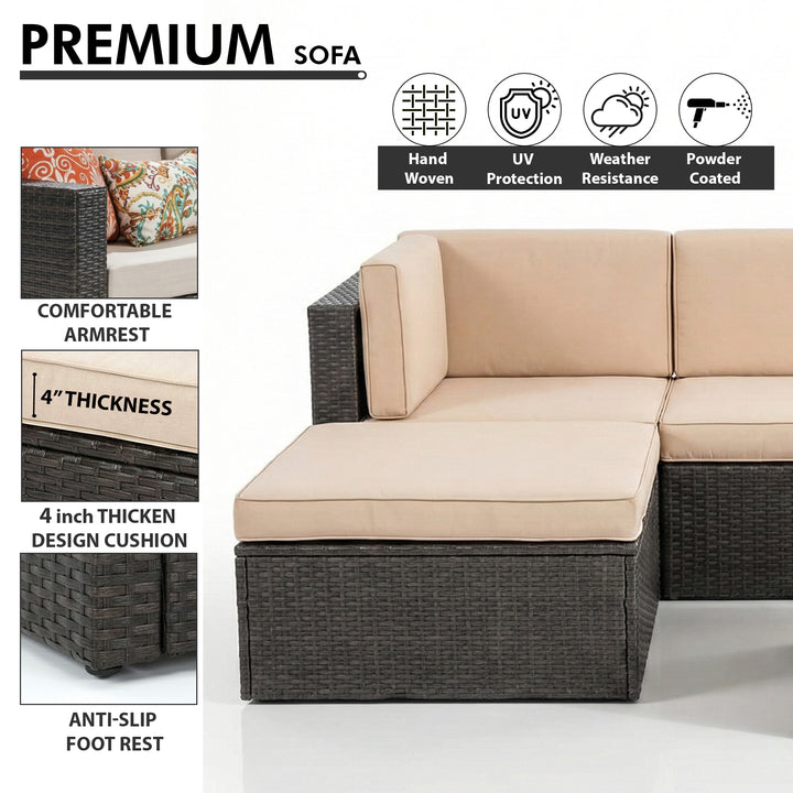 Ment Outdoor Sofa Set 4 Seater and 1 Center Table Set (Black)