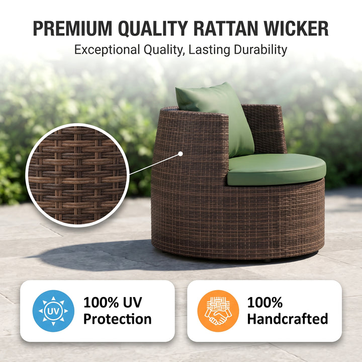 Leonora Outdoor Patio Sofa Set 2 Single Seater and 1 Table (Brown)