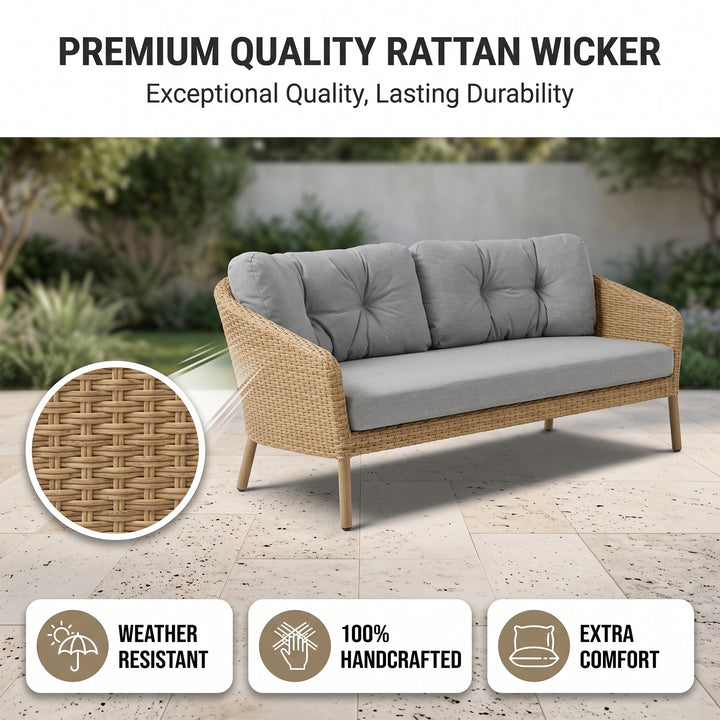 Luigi Outdoor Patio Sofa Set 3 Seater, 2 Seater 1 Single Seater and 1 Center Table  (Brown)