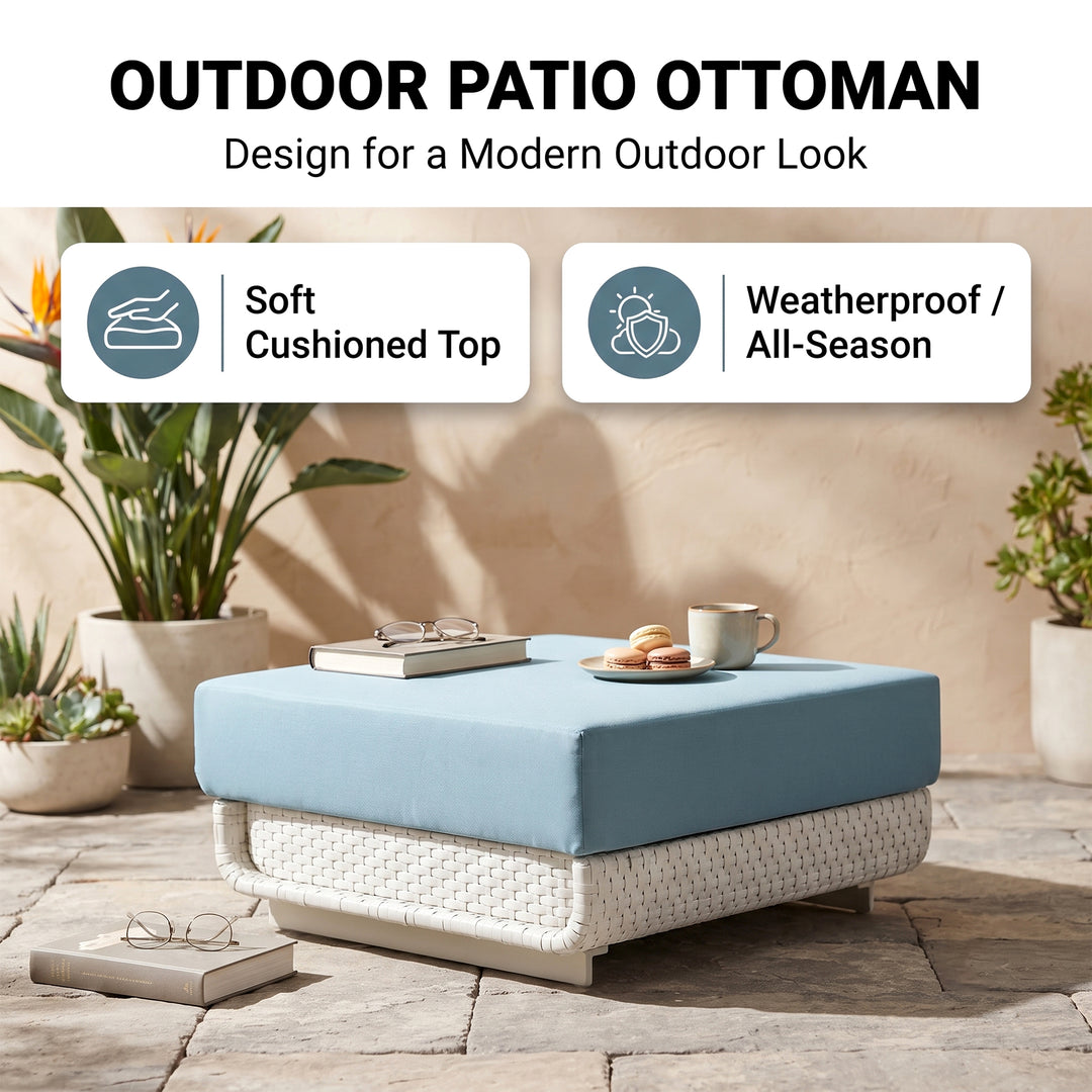 Aris Outdoor Garden Balcony Sofa Set 5 Seater ,1 Center Table With 1 Ottoman Set (White)