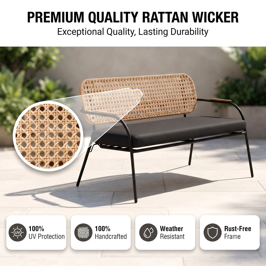 Meta Outdoor Garden Balcony Sofa Set 2 Seater , 2 Single seater , 1 side table and 1 Center Table  Set (Honey + Grey)