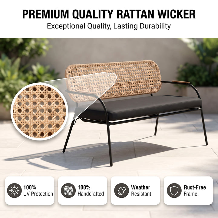 Meta Outdoor Garden Balcony Sofa Set 2 Seater , 2 Single seater , 1 side table and 1 Center Table  Set (Honey + Grey)