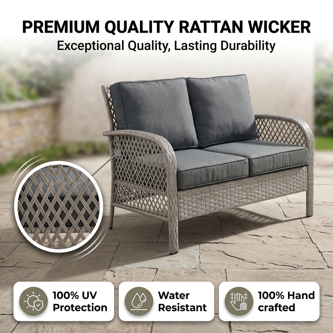 Meier Outdoor Sofa Set 2 Seater, 2 Single seater and 1 Center Table (Grey)