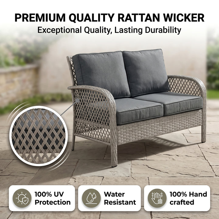 Meier Outdoor Sofa Set 2 Seater, 2 Single seater and 1 Center Table (Grey)