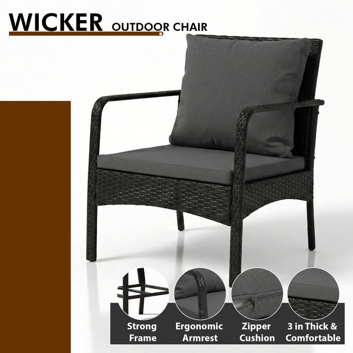 Feya Outdoor Sofa Set 2 Seater, 2 Single seater and 1 Center Table (Black)