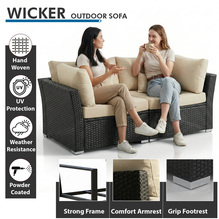 Aris Outdoor Garden Balcony Sofa Set 2 Double Seater, 4 Single seater 2 Double seater With 2 Center Table Set (Black)