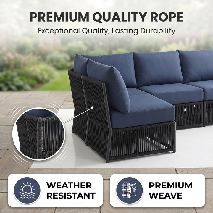 Jerez Outdoor Sofa Set 6 Seater and 1 Center Table Set Braided & Rope