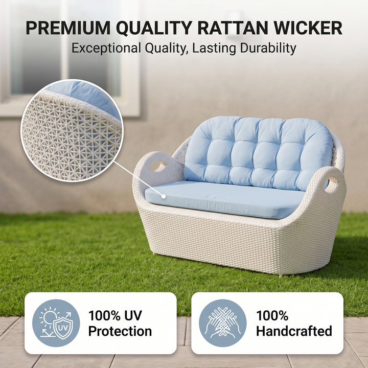 Arana Outdoor Sofa Set 2 Seater, 2 Single seater, 1 Side table and 1 Center Table (White)