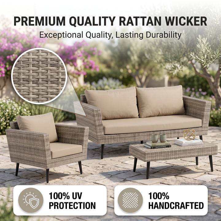 Bonfilia Outdoor Sofa Set 2 Seater, 2 Single seater and 1 Center Table (Seashell)