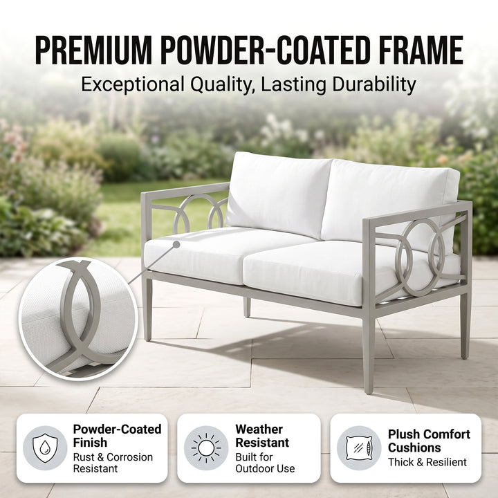 Duval Outdoor Sofa Set 2 Seater , 2 Single seater and 1 Center Table (White)