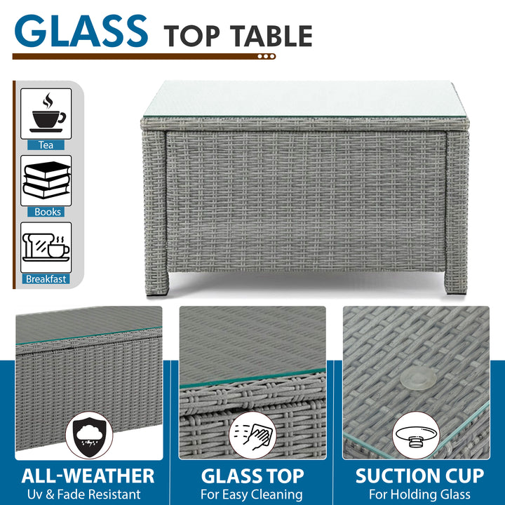 Estio  Outdoor Patio Sofa Set 4 Seater and 1 Table With 1 Ottoman Set (Grey)