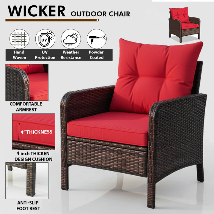 Sofani  Outdoor Sofa Set  2 Single seater with 2 ottoman and 1 Center Table (Black)