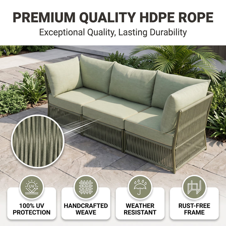 Chiquita Outdoor Sofa Set 6 Seater and 1 Center Table Set Braided & Rope