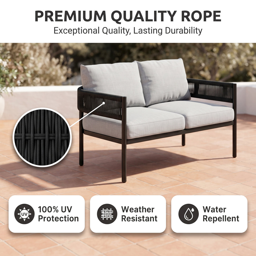 Perpetua Outdoor Sofa Set 2 Seater, 2 Single seater and 1 Center Table (Black)