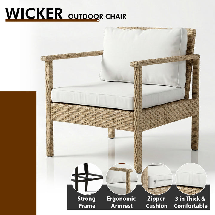 Mesa Outdoor Garden Balcony Sofa Set 2 Seater , 2 Single Seater 1 Center Table Set (Cream)