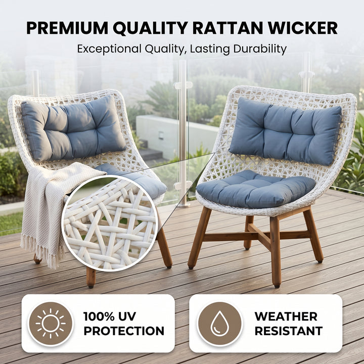 Areo Outdoor Patio Seating Set 2 Chairs and 1 table Set (White)