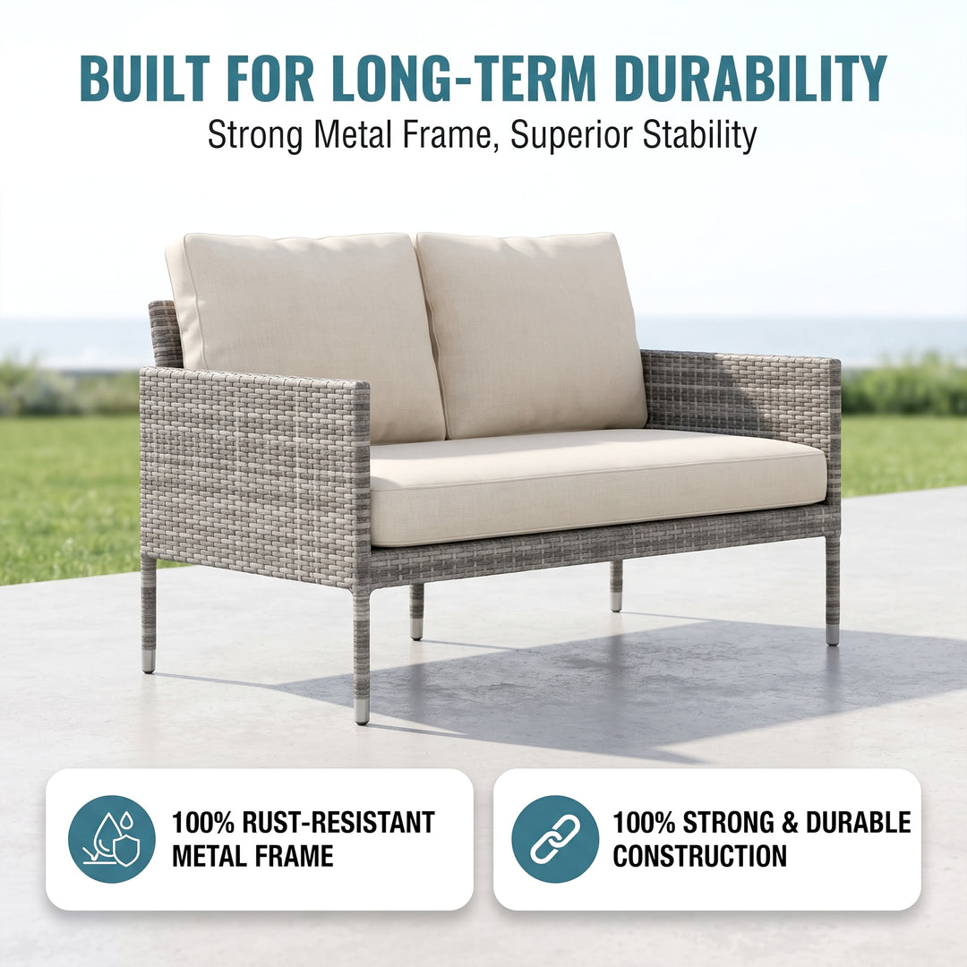 Mosè Outdoor Patio Sofa Set 2 Seater (Grey)
